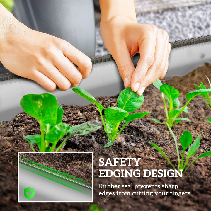 Galvanised Raised Garden Bed, Metal Planter Box with Safety Edging, fo