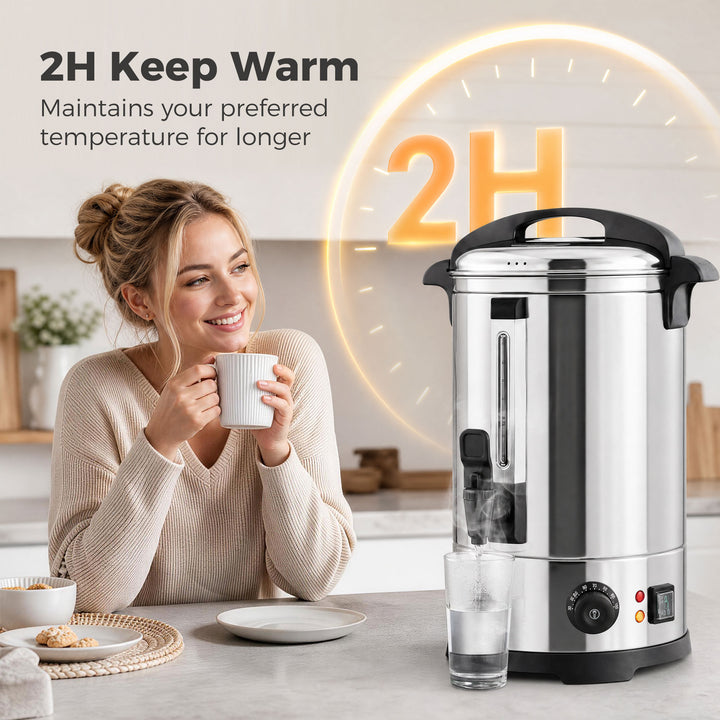 6.5L Catering Urn, 1500W Stainless Steel Hot Water Boiler Dispenser wi
