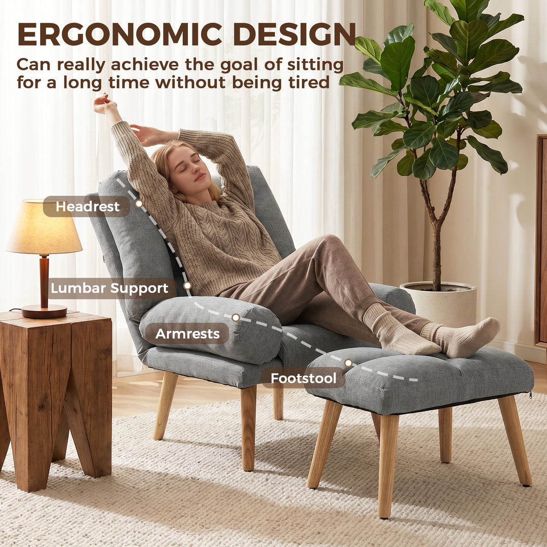 Recliner Chair with Footstool, Recliner Armchair with Adjustable Backr