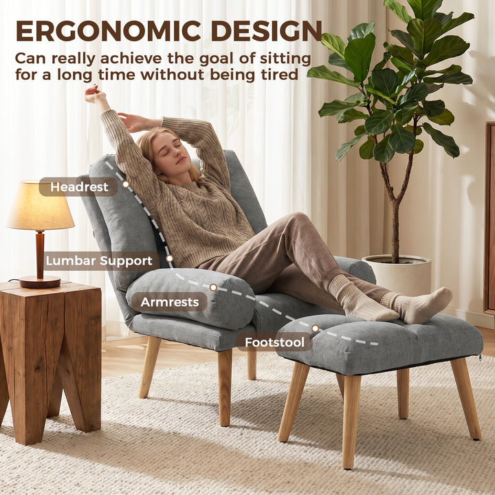 Recliner Chair with Footstool, Recliner Armchair with Adjustable Backr