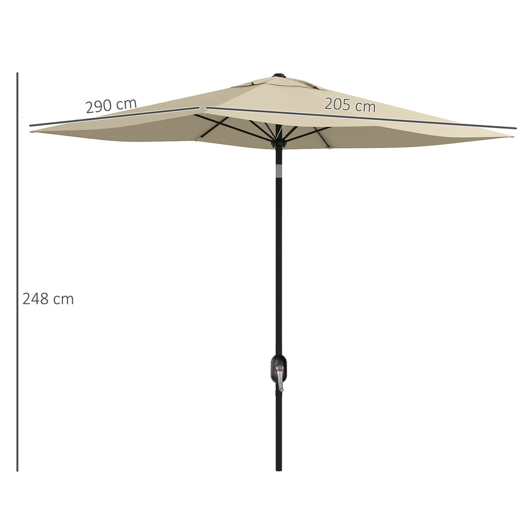 2 x 3(m) Garden Parasol Umbrella, Rectangular Outdoor Market Umbrella Sun Shade with Crank & Push Button Tilt, 6 Ribs, Aluminium Pole, Cream White