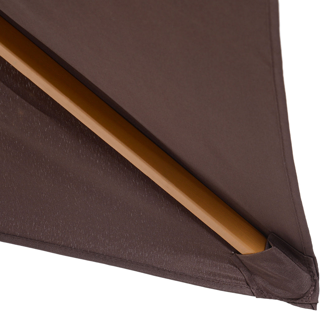 2 x 3m Wooden Garden Parasol Umbrella Outdoor Sun Shade Canopy, Dark Coffee