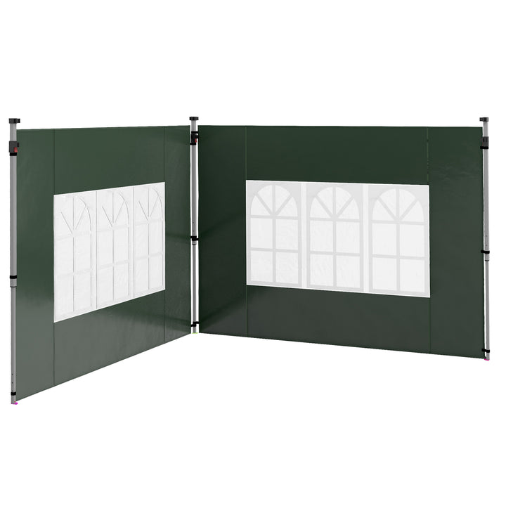 Outsunny Gazebo Side Panels, Sides Replacement with Window for 3x3(m) or 3x4m Pop Up Gazebo, 2 Pack, Green | Aosom UK