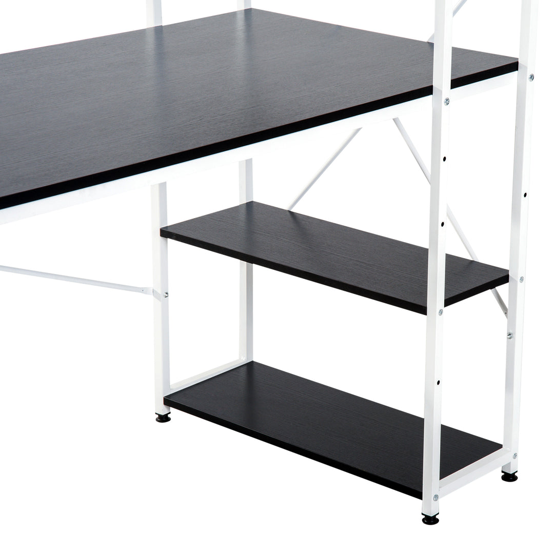 Computer Desk with Storage Shelves on Left or Right, Industrial Reversible Writing Desk for Home Office, Study, Easy Assembly, 120 x 64 x 121cm, Black and White