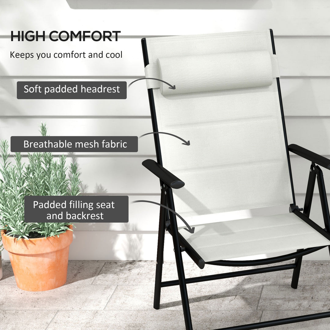 Set of Two Padded Garden Chairs - Light Grey