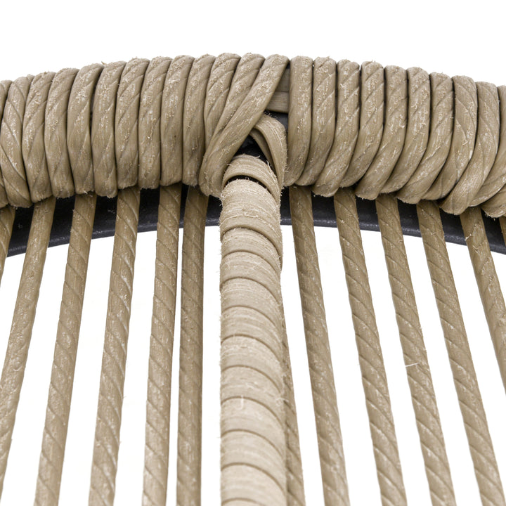 MCL 3 Pieces Rattan Bistro Set, Wicker Garden Furniture Set with Cushions, Glass Top Coffee Table and Chairs for Outdoor, Patio, Balcony, Brown