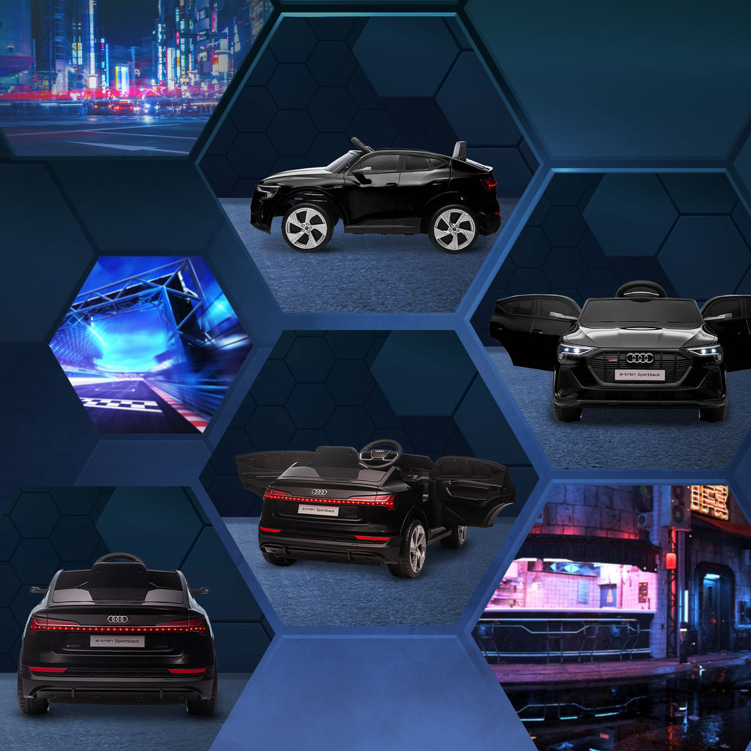 MCL Audi E-tron Licensed 12V Kids Electric Ride on, Electric Car for Kids, with Parental Remote, Music Lights MP3, Suspension Wheels, for 3-5 Years, Black