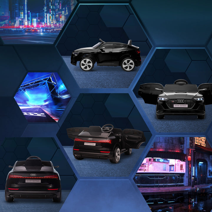 MCL Audi E-tron Licensed 12V Kids Electric Ride on, Electric Car for Kids, with Parental Remote, Music Lights MP3, Suspension Wheels, for 3-5 Years, Black