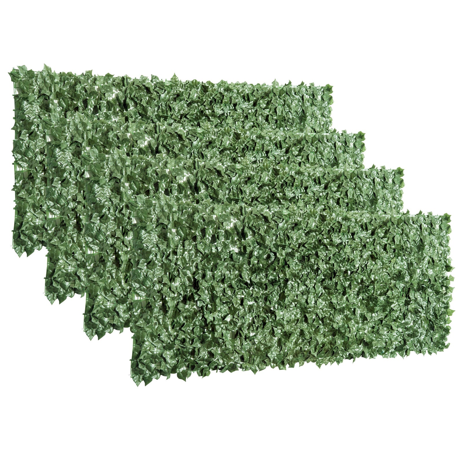 4-Piece Artificial Leaf Hedge Screen Privacy Fence Panel for Garden Outdoor Indoor Decor, Dark Green, 2.4M x 1M