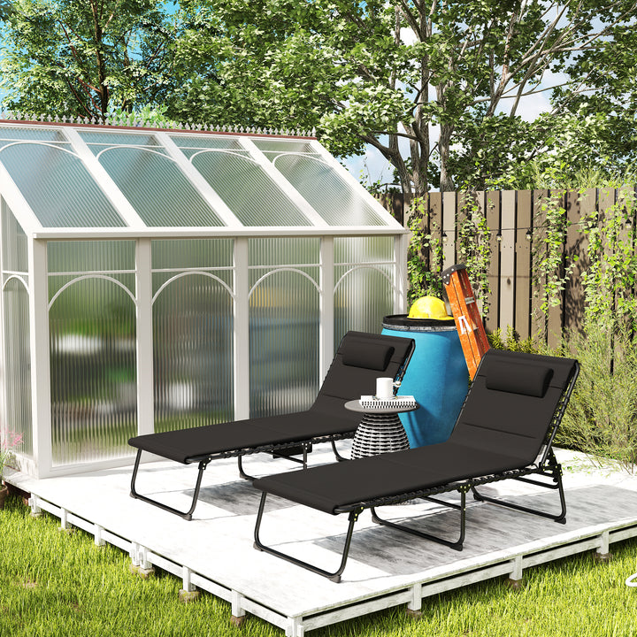 Set of Two Reclining Sun Loungers - Black