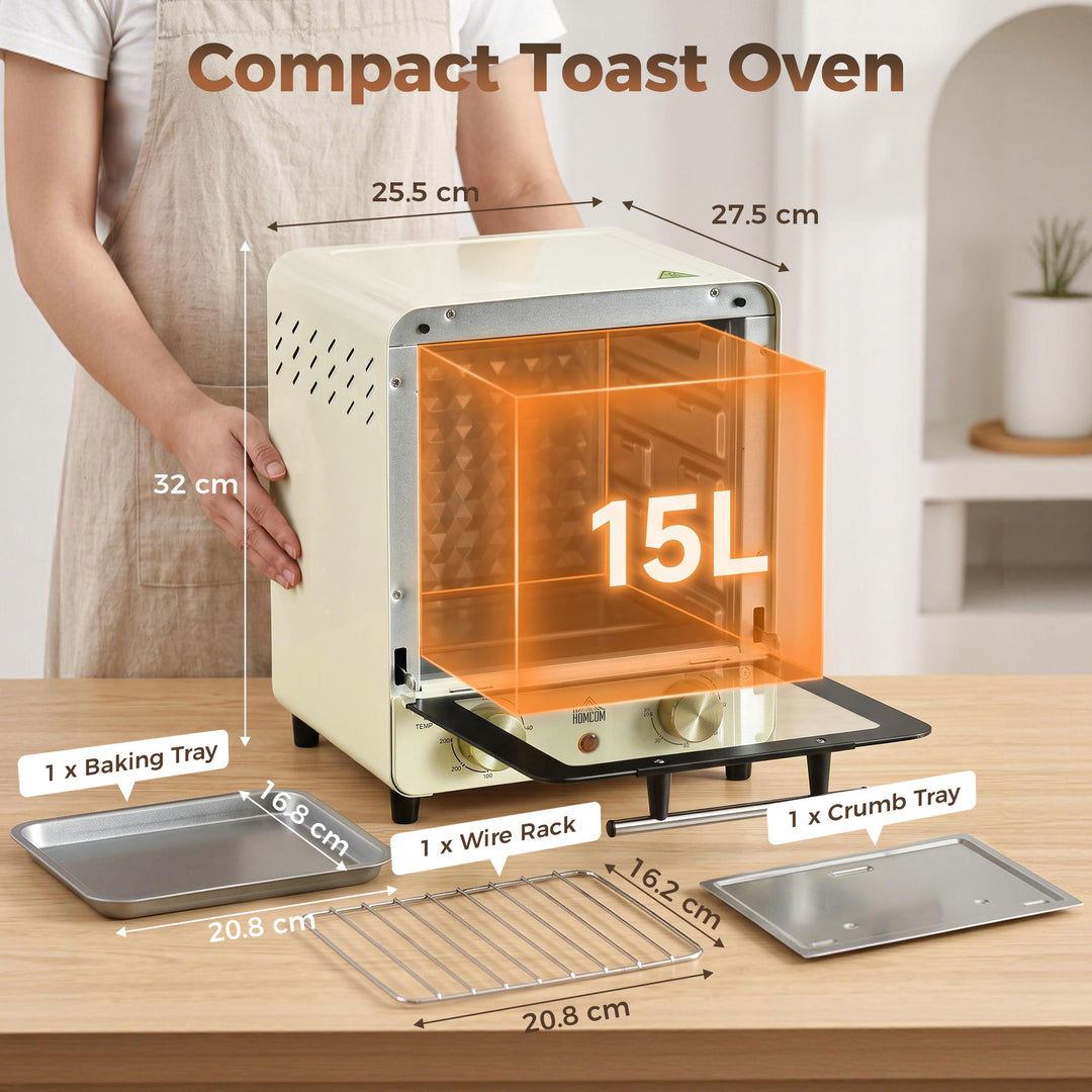 Mini Oven, 15 Litres Electric Oven and Grill with 60-230℃ Adjustable T