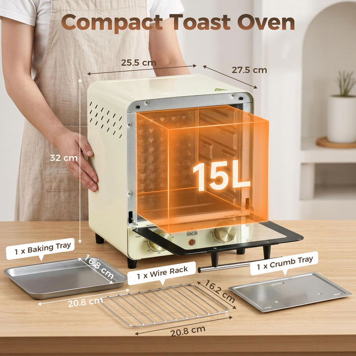 Mini Oven, 15 Litres Electric Oven and Grill with 60-230℃ Adjustable T