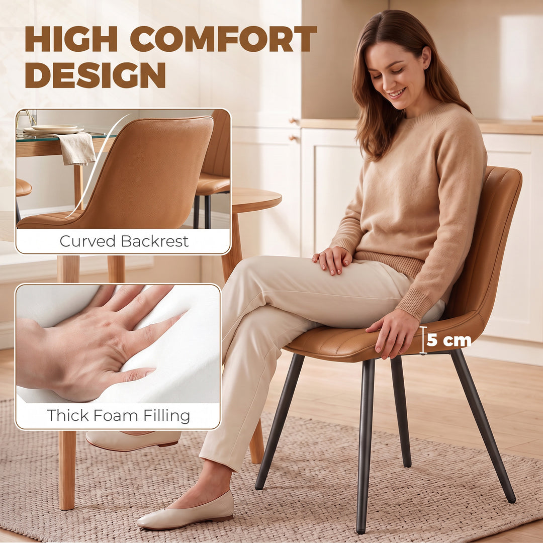 Faux Leather Upholstered Kitchen Chairs, Modern Dining Chairs Set of - view 5