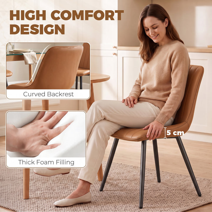 Faux Leather Upholstered Kitchen Chairs, Modern Dining Chairs Set of - view 5