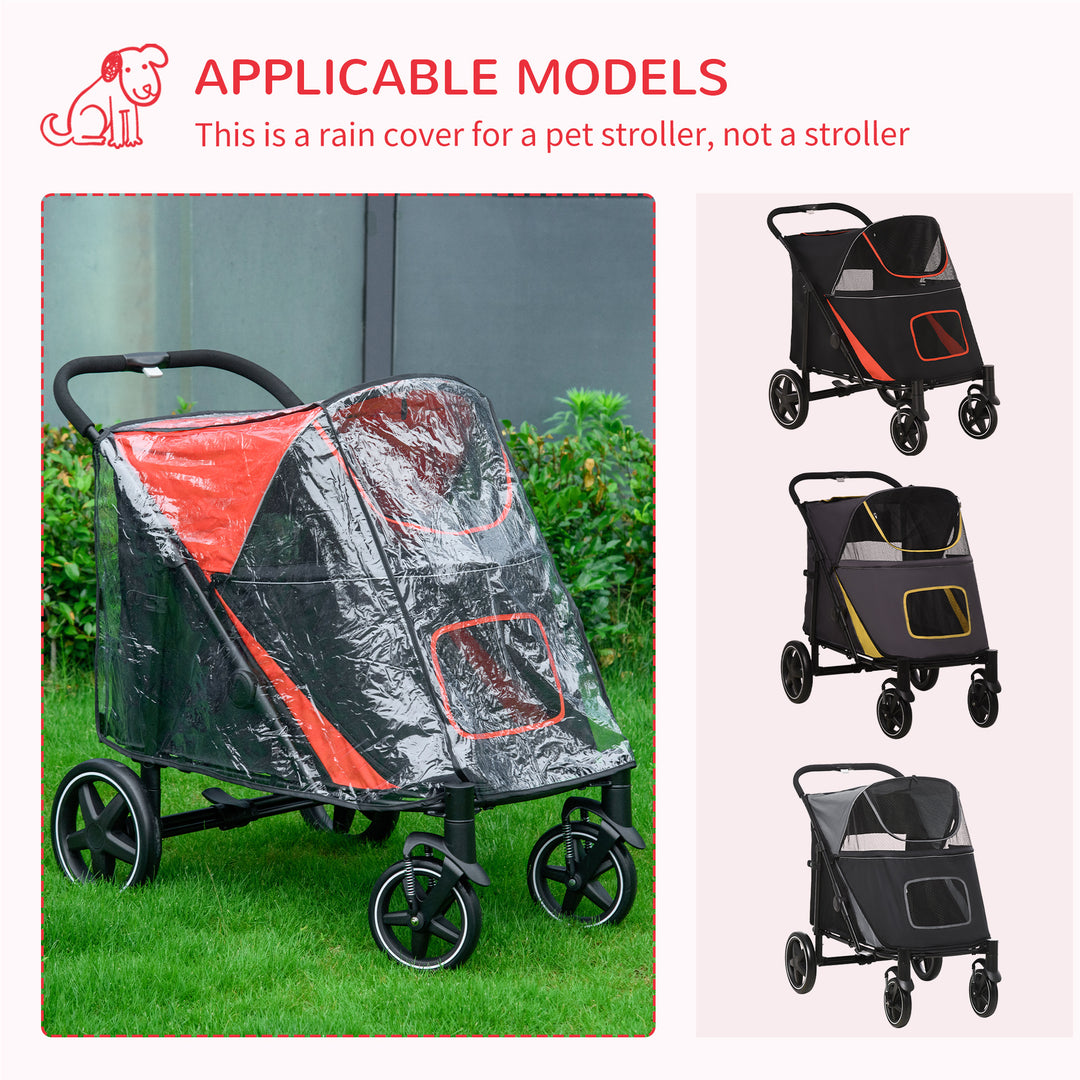 PawHut One-Click Foldable Pet Travel Stroller with Rain Cover, Cat Dog Pushchair with Front Wheels, Shock Absorber, Storage Bags, Mesh