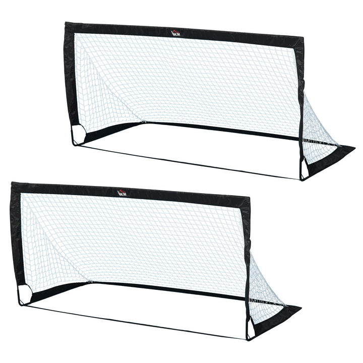 HOMCOM Steel Frame Weather Resistant Football Goal Sports Black | Aosom UK