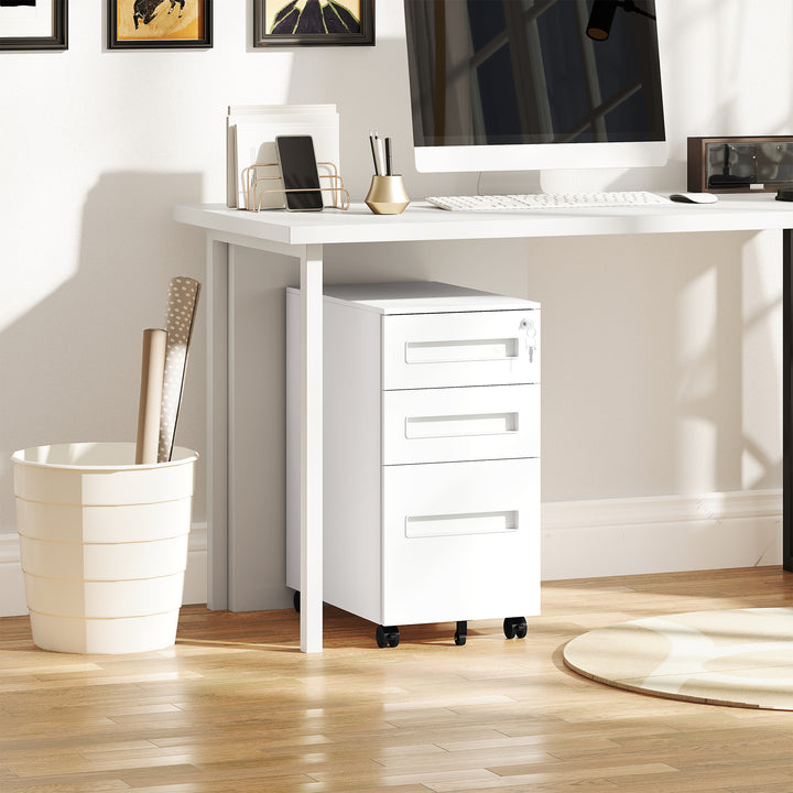 Three-Drawer Steel Filing Cabinet - White