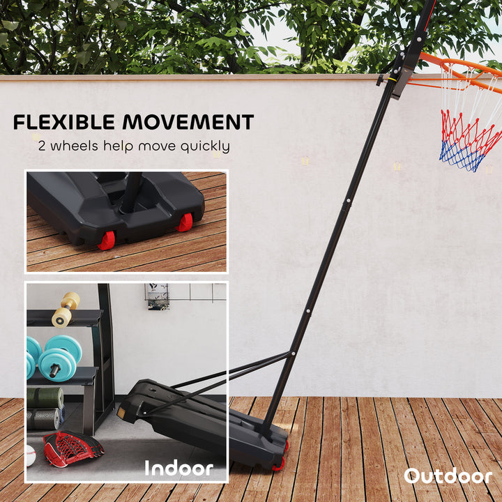 Basketball Hoop Outdoor Indoor, 210-260cm Height Adjustable Basketball Hoop with Wheels, Larger Base, for 6+ Years