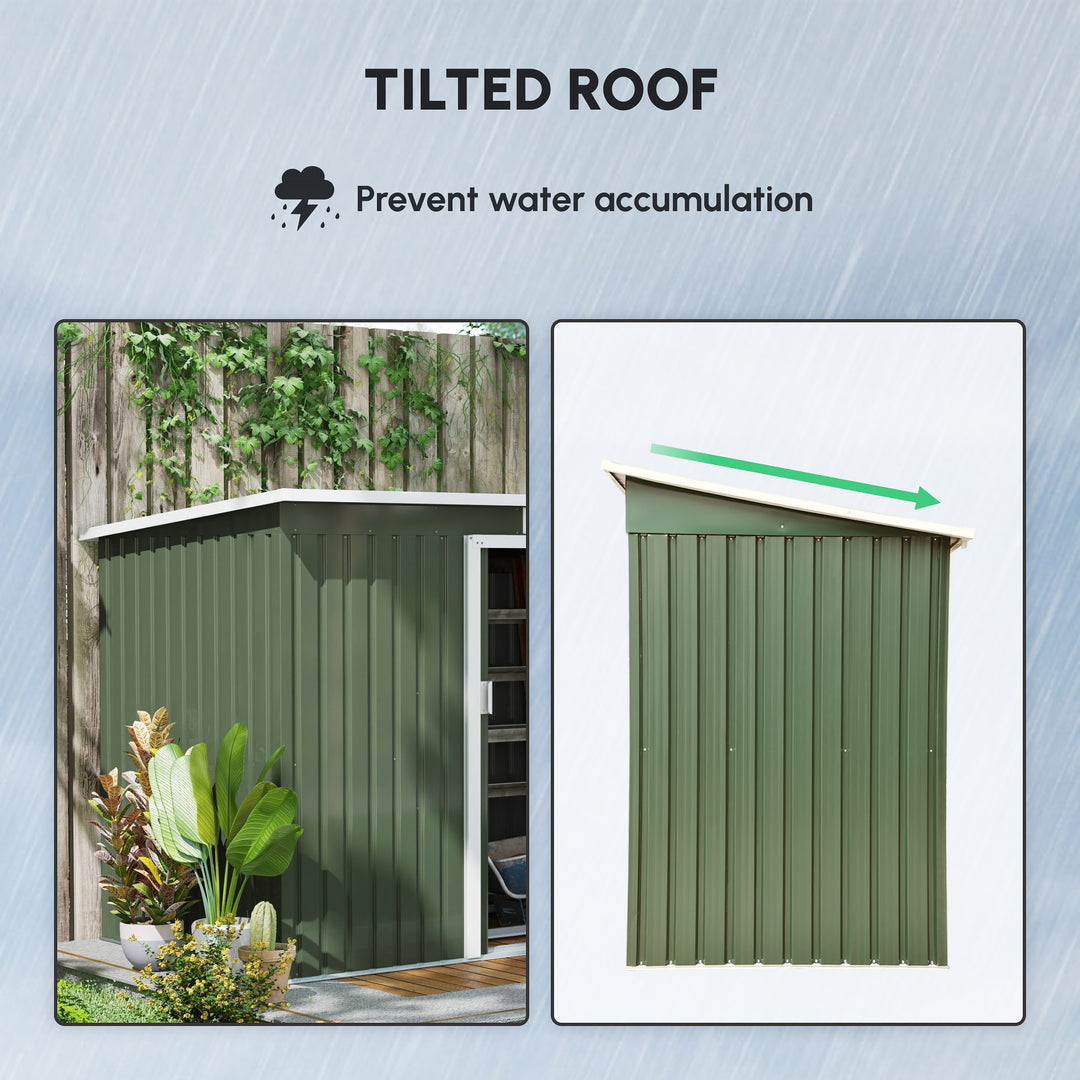 9ft x 4ft Metal Garden Shed, Outdoor Tool House with Foundation Kit, Ventilations and Double Doors, Light Green