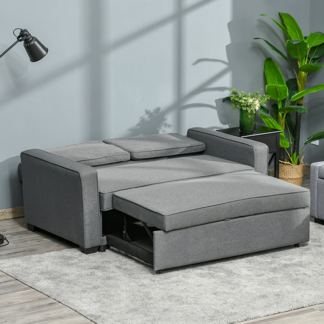 Double Sofa Bed Click Clack Sofa Bed Pull Out Bed with Adjustable Backrest for Living Room and Bedroom Grey