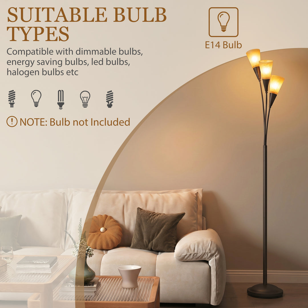 Modern Standing Lamp, 3-Light Upright Floor Lamps for Living Room, Bla