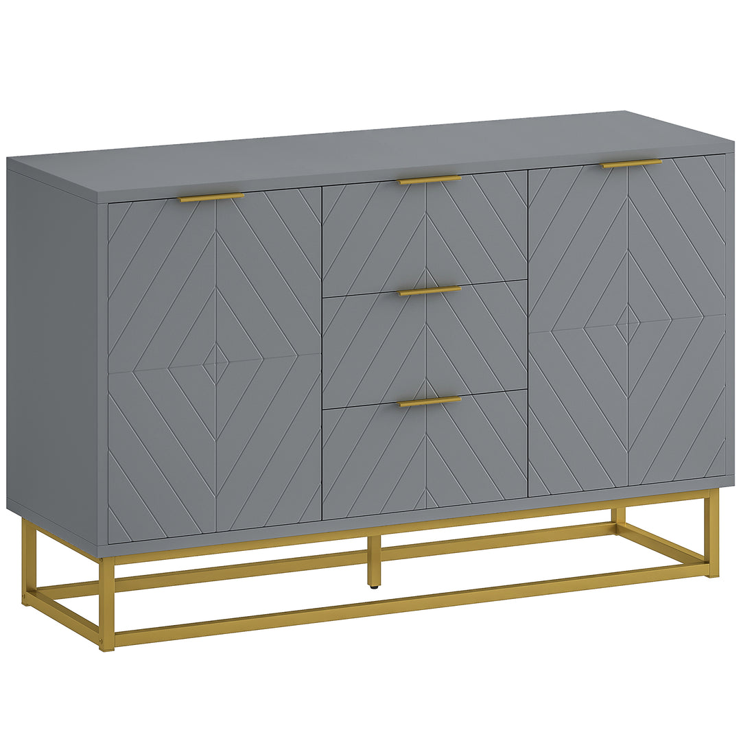 Sideboard with 3 Drawers and Adjustable Shelves for Living Room - Grey