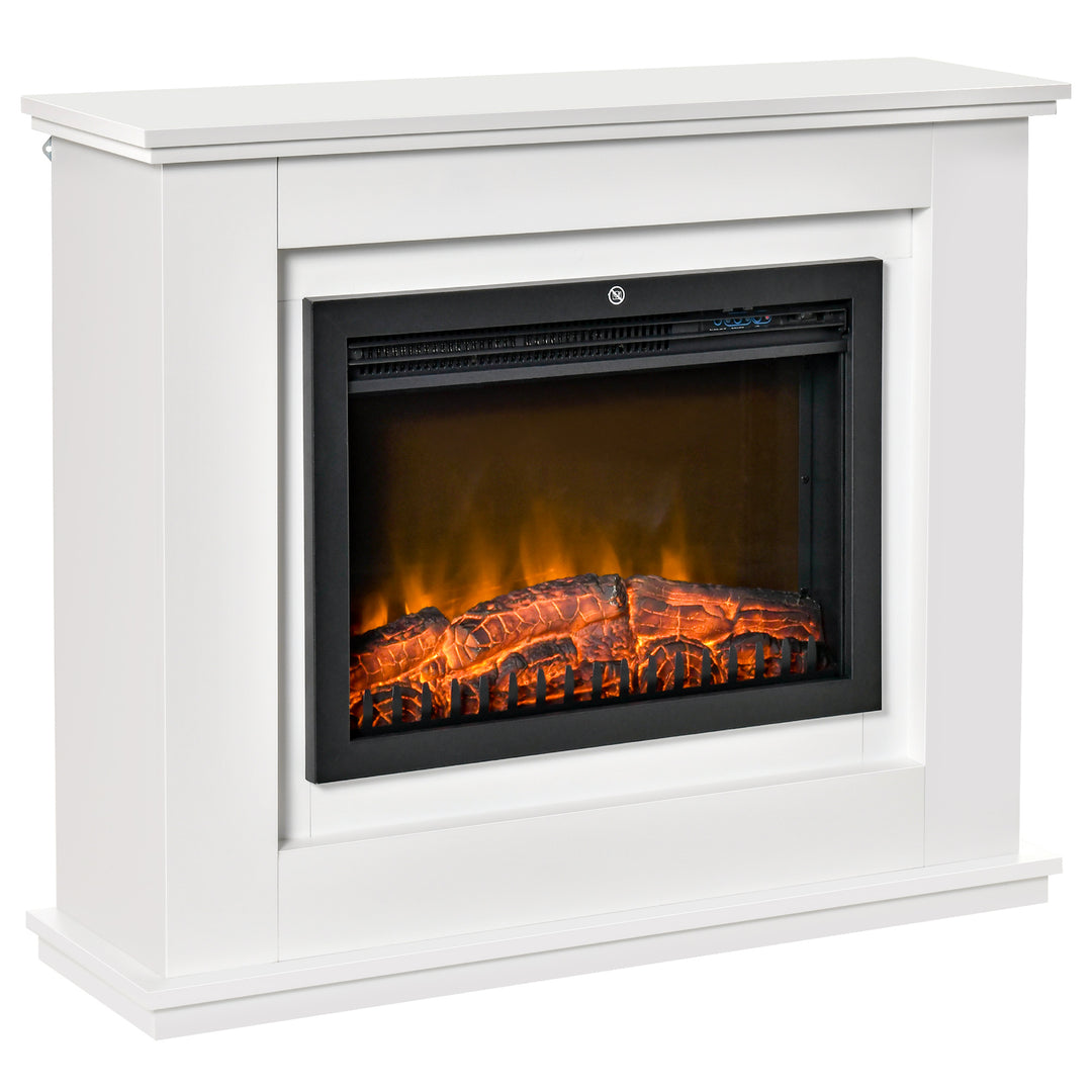 Electric Fireplace Suite with Remote Control, 1kW/2kW Freestanding Fireplace Heater with LED Flame Effect, Overheat Protection, 7-day Programmable Timer
