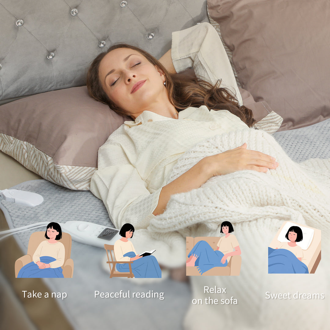 MCL Heated Electric Blanket, Warm Throw Blanket with 5 Heating Levels, 10 Hour Auto-Off Timer, Grey