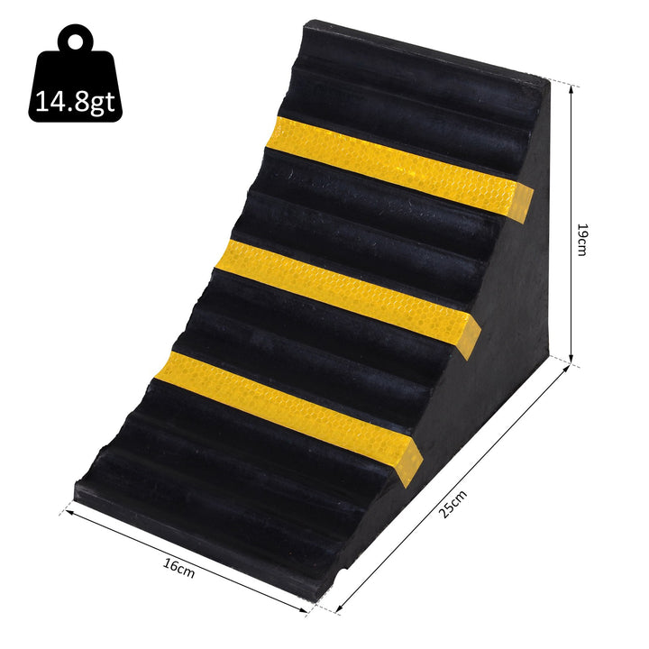 2 PCs Rubber Wheel Chocks Heavy Duty Blocks for Vehicles, Cars, Caravan, Trailer with Handle 25L x 16W x 19H cm