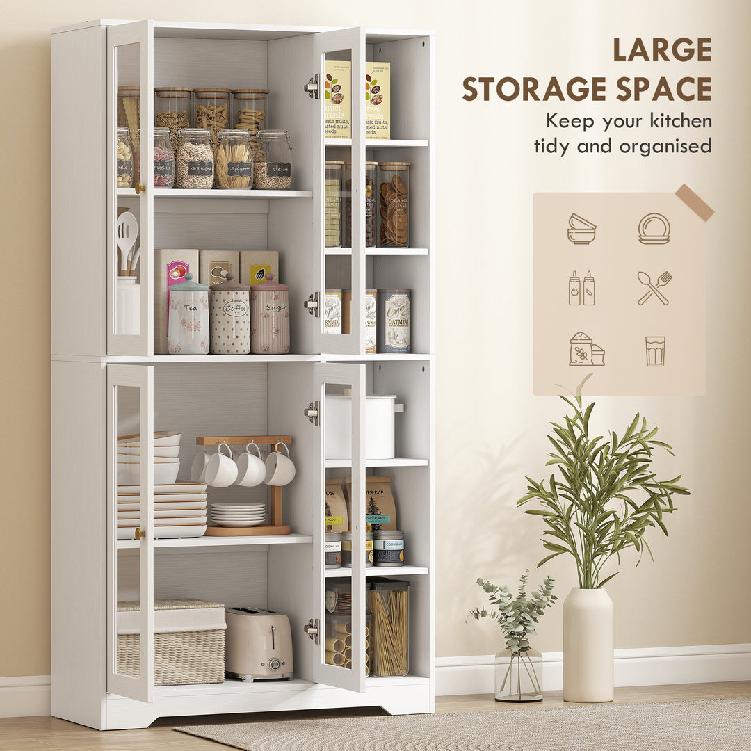 MCL Multi-Storage Kitchen Cabinet, with Glass Doors - White Wood-Effect