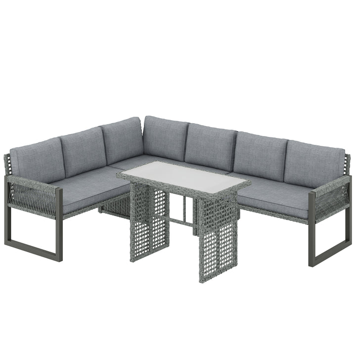 6 Seater Rattan Garden Furniture Set with 3 Loveseats, Table, Patio Ra