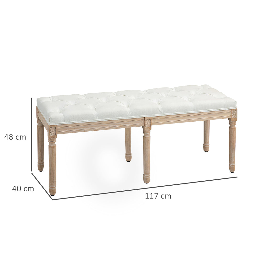 Vintage French Look Bed End Bench - Cream White - view 3