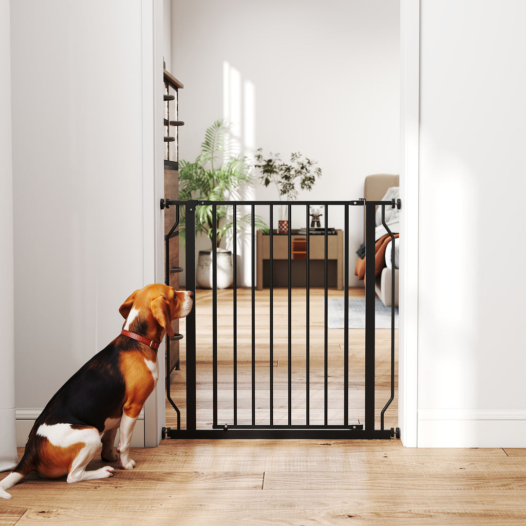 Extra Wide Dog Safety Gate, with Door Pressure, for Doorways, Hallways, Staircases - Black