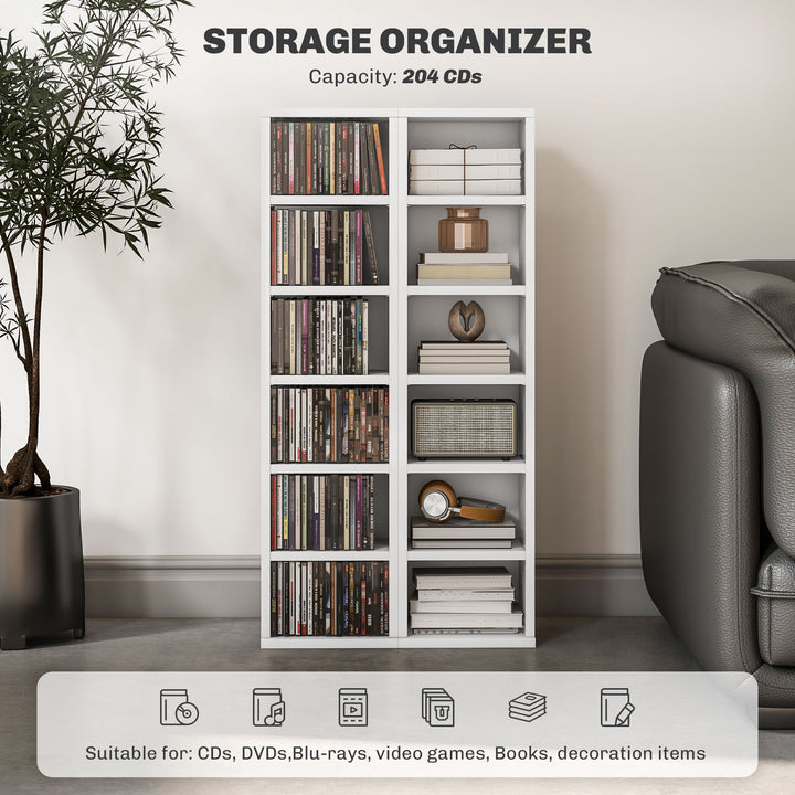 HOMCOM Set of Two 102 CD Storage Units - High Gloss White