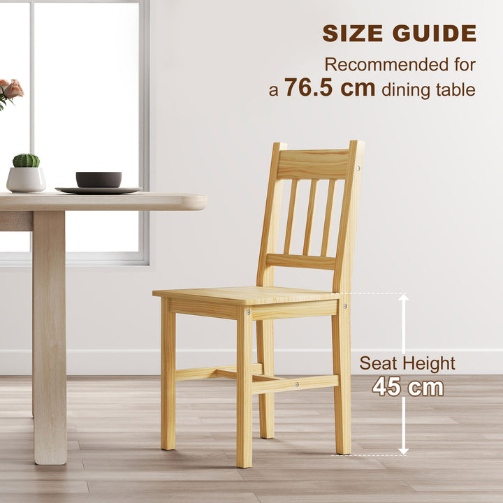 Dining Chairs Set of 2, Kitchen Chair with Slat Back, Pine Wood Struct
