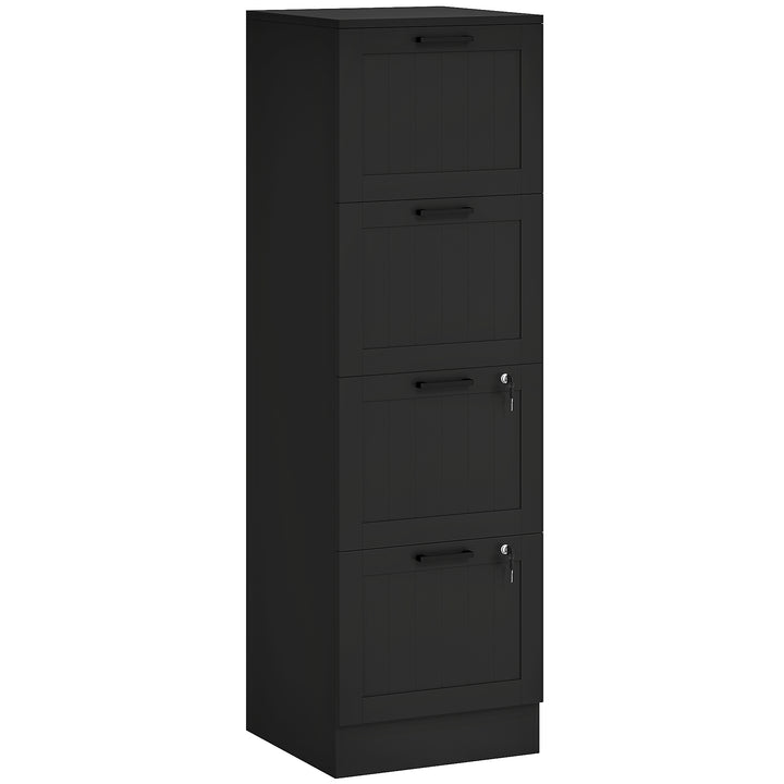MCL 4 Drawer Filing Cabinet with Lock, Office Storage Cabinet with Adjustable Hanging Bars for A4 Letter Size Files, Black