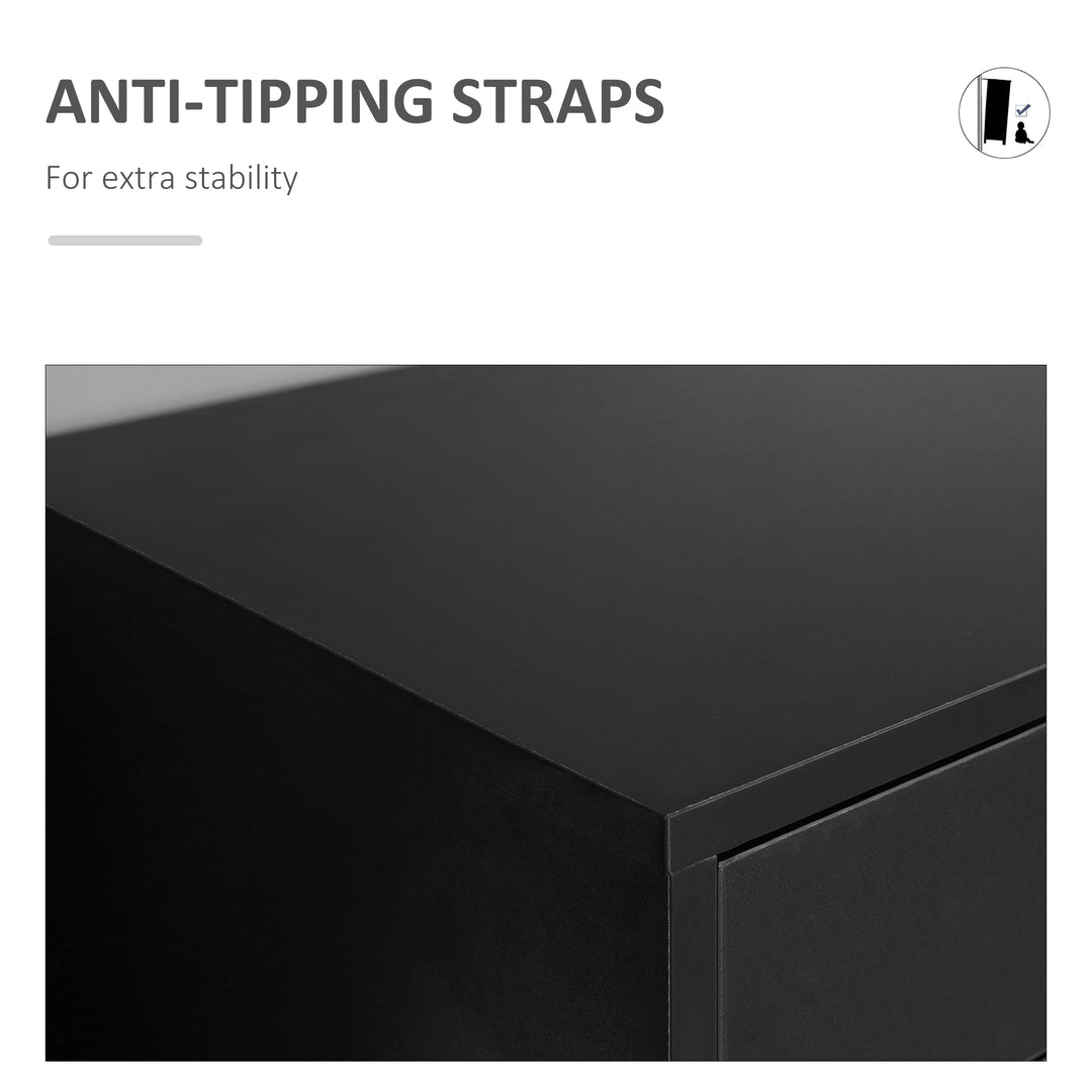 Seven-Drawer Filing Cabinet, with Wheels - Black