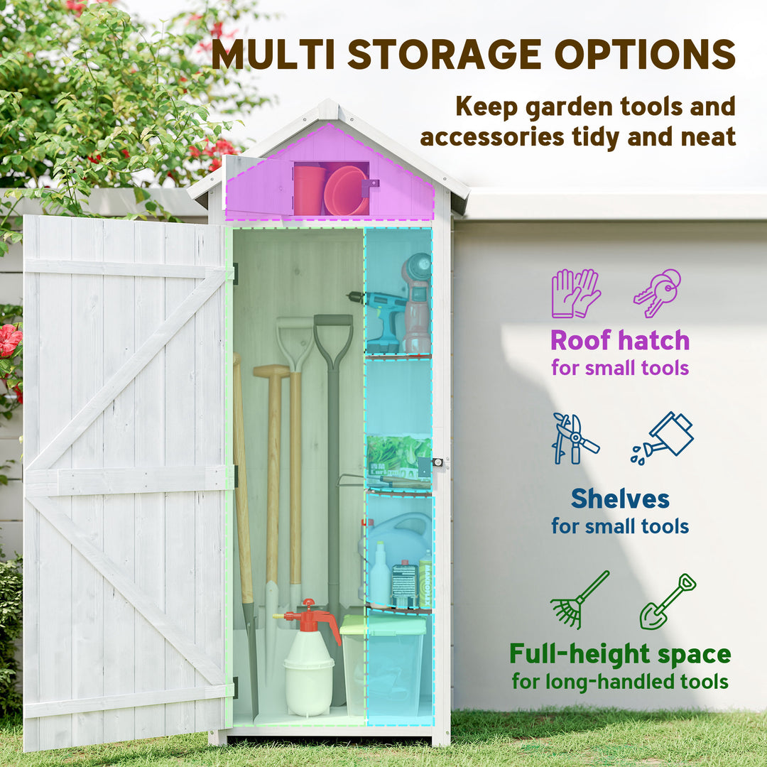 Small Shed, Tall Slim Wooden Garden Shed with 3 Removable Shelves and 