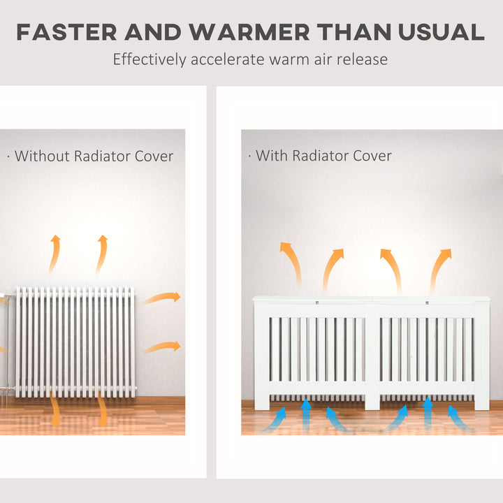 Slatted Radiator Cover Painted Cabinet MDF Lined Grill in White (172L x 19W x 81H cm)