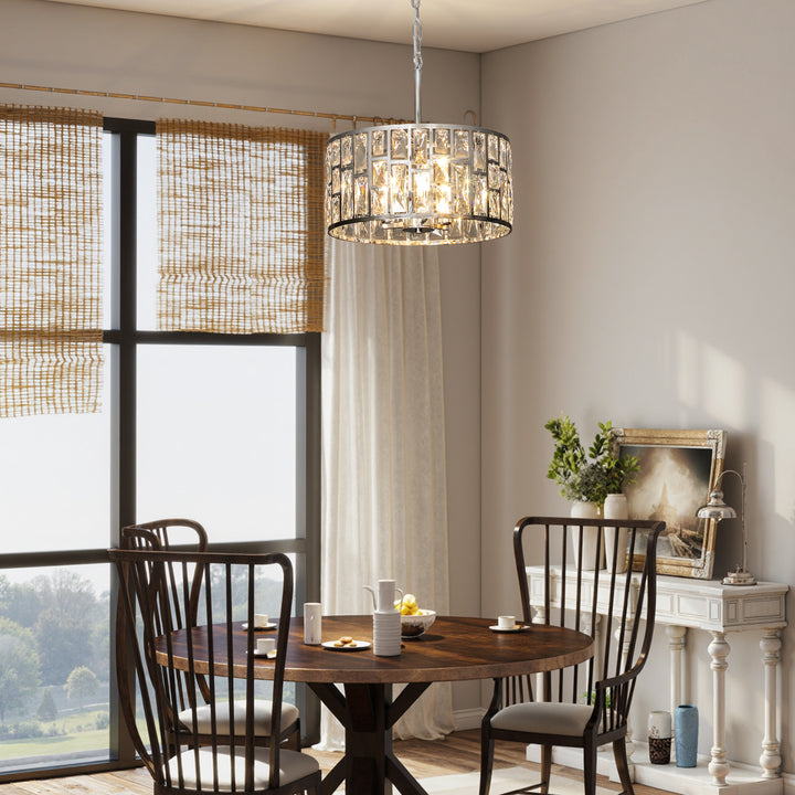 MCL 72 Glass Crystallite Chandelier - Silver-Tone