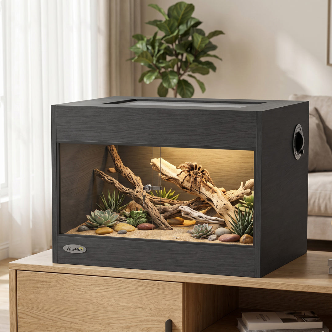 Reptile Terrarium, Reptile Vivarium with Glass Doors, Secure Lock, Top