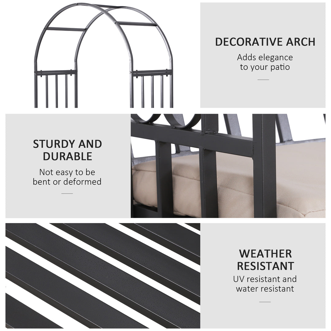 MCL Metal Frame Bench W/Arch, 114Lx60Wx206H cm-Grey