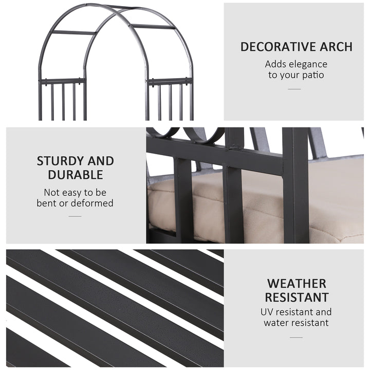 MCL Metal Frame Bench W/Arch, 114Lx60Wx206H cm-Grey