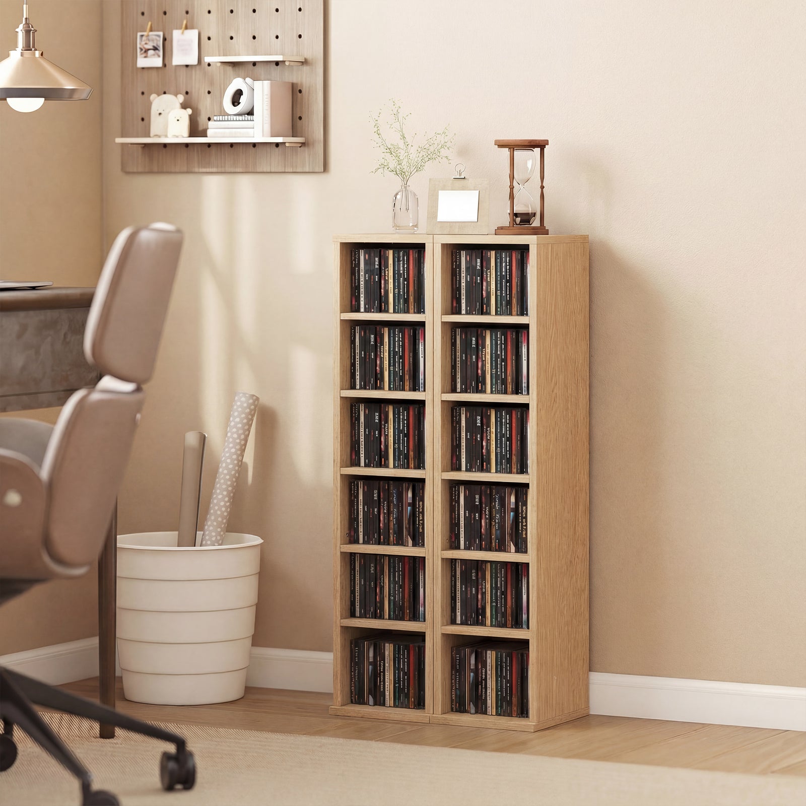 Set of 2 CD Media Display Shelf Unit Tower Rack with Adjustable Shelve