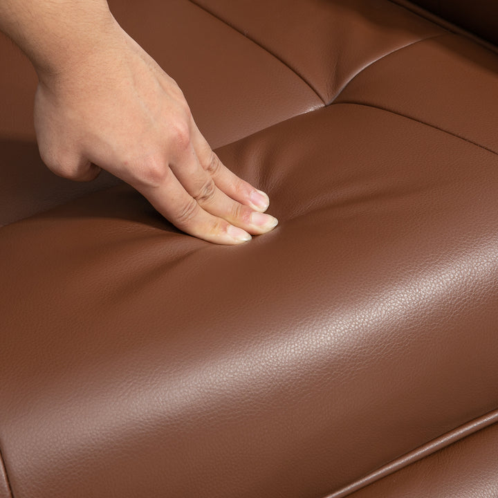 Faux Leather Armchair, with 145° Reclining Back and Footrest - Brown