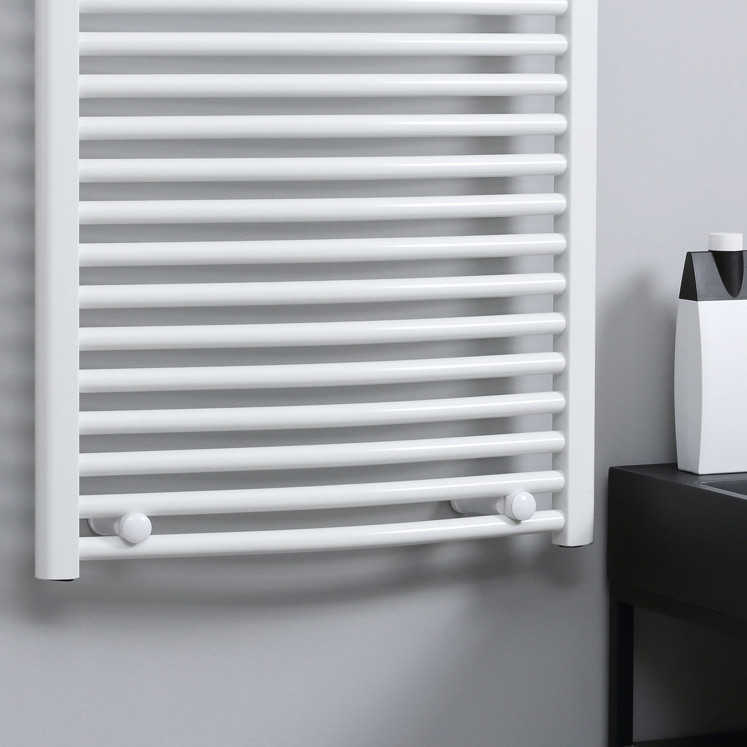 Curved Heated Towel Rail, Hydronic Bathroom Ladder Radiator Towel Warmer For Central Heating 600mm x 1200mm, White