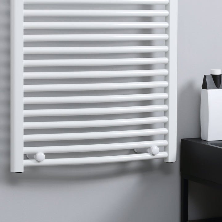 Curved Heated Towel Rail, Hydronic Bathroom Ladder Radiator Towel Warmer For Central Heating 600mm x 1200mm, White