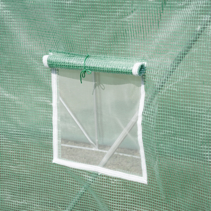 MCL Walk-in Polytunnel Greenhouse, Outdoor Garden Tunnel Greenhouse Tent with Zipped Roll-Up Door and 6 Mesh Windows, 3 x 2M