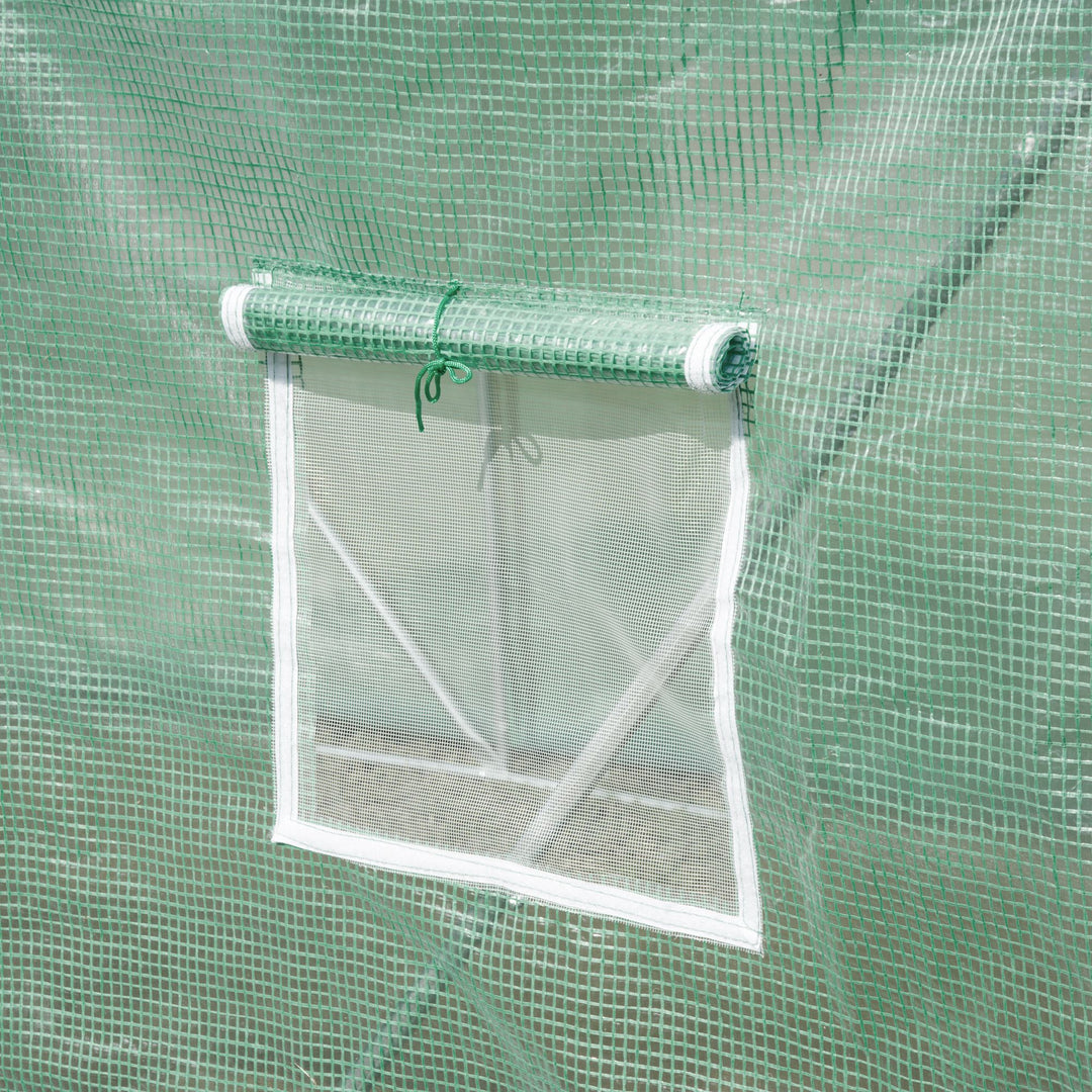 Walk-in Polytunnel Greenhouse, Outdoor Garden Tunnel Greenhouse Tent with Zipped Roll-Up Door and 6 Mesh Windows, 3 x 2M