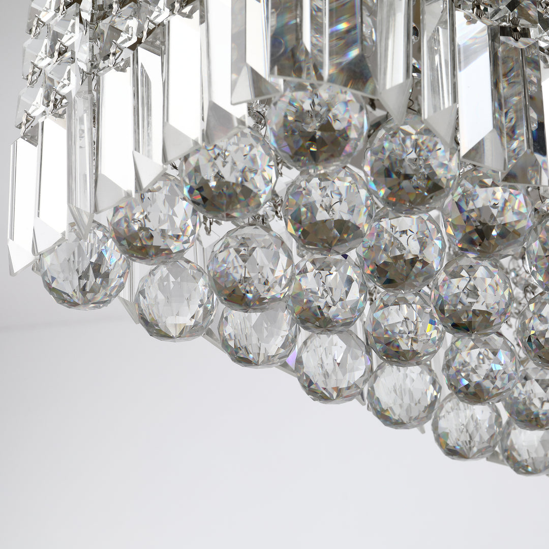 MCL Modern Crystal Ceiling Light Square Crystal Chandelier for Living Room, Dining Room, Hall, E14 Base, Silver, 80 x 25 x 23cm
